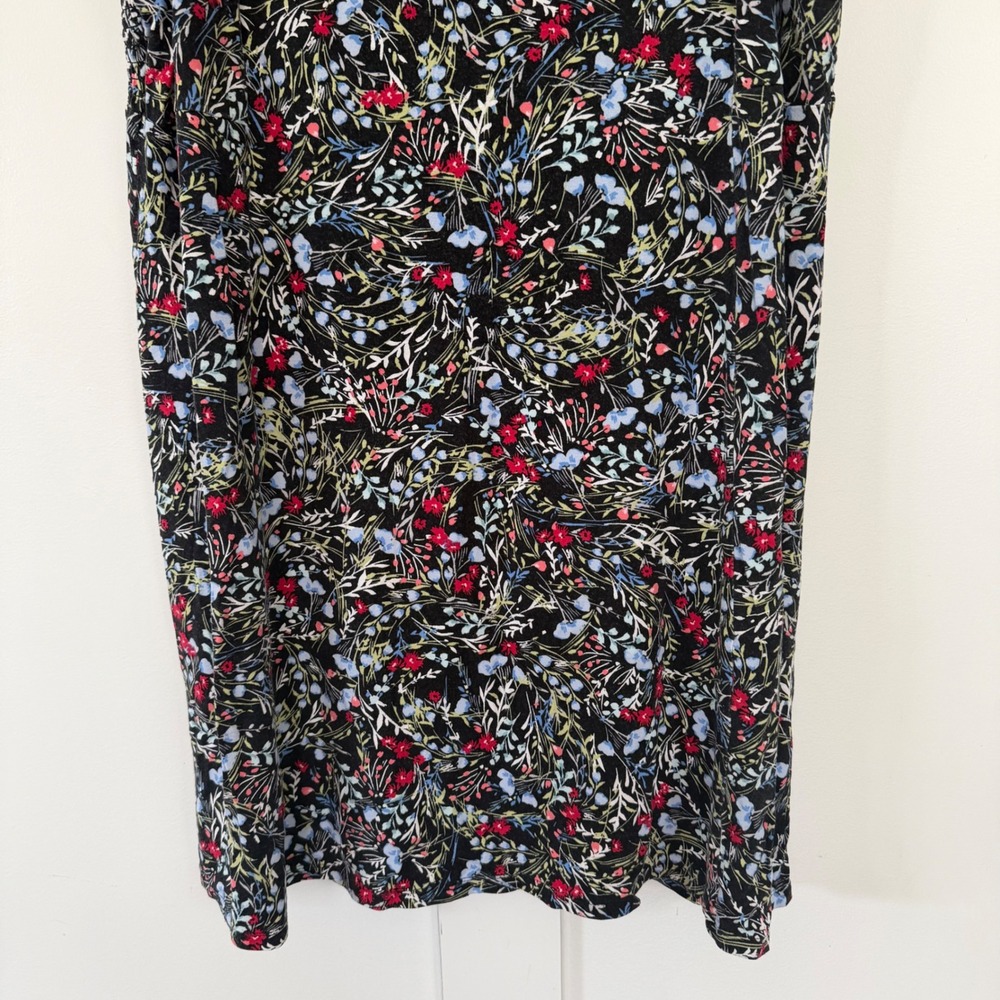 J. Jill Wearever Collection Dress Sleeveless Swing Midi Black Floral Smocked XLP - Picture 5 of 12